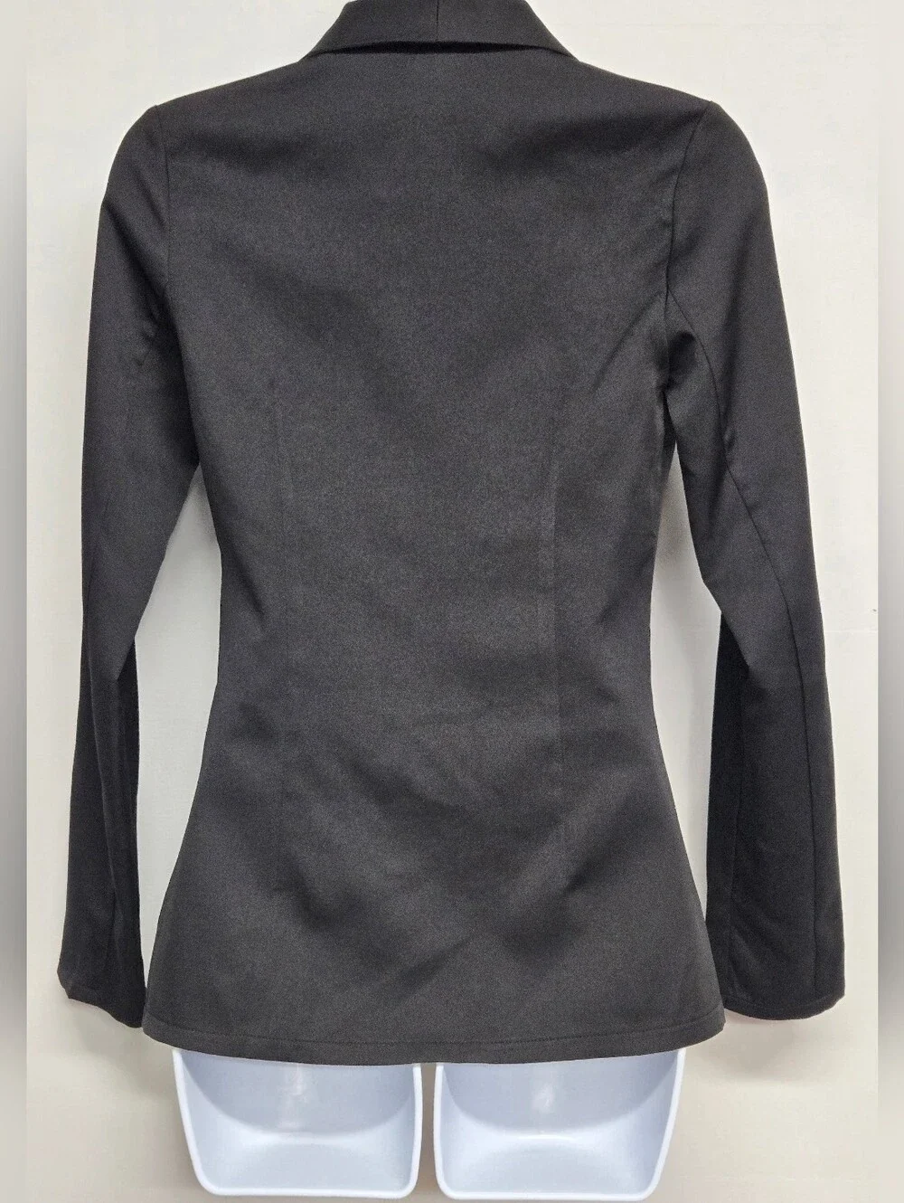 Pretty Little Thing 0 Black Business Suit Jacket Blazer Lapel Asymmetrical - Picture 4 of 6